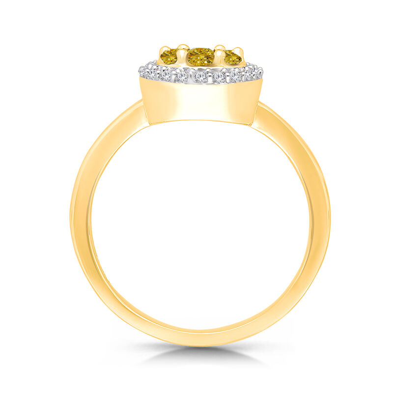 White and Yellow Diamond 1/2ctw. Cluster Halo Fashion Ring in 14k Yellow Gold image number null